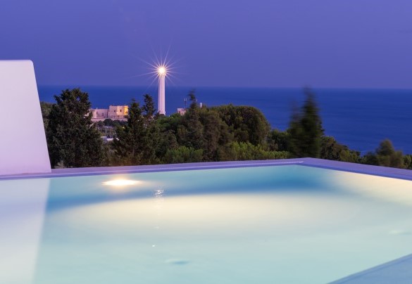 Enchanting view of the wonderful Santa Maria di Leuca and its lighthouse famous for being the second tallest in Europe which can be admired from the swimming pool of this residence - Villa Calypso