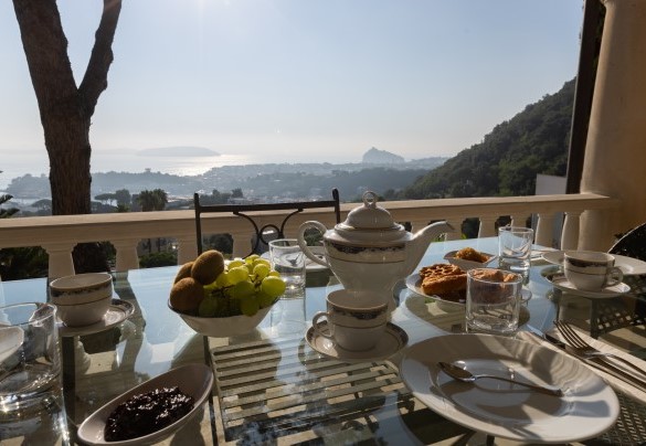 Breakfast on the large patio facing te Gulf – Villa Carina
