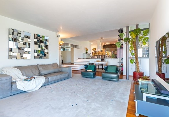 ampia zona open space che comprende la cucina, la zona pranzo, la zona studio e il salone con divani e tv. - villa degli ulivi