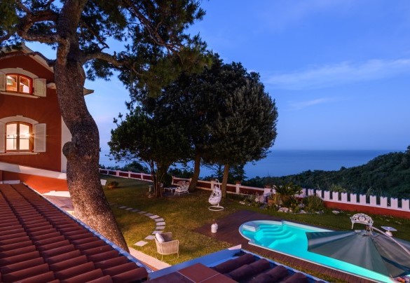 View from the first-floor terrace at sunset – Villa Fiola