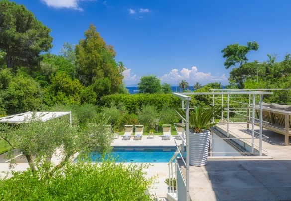 Large fenced park with lawn and plants - Villa Giomoa