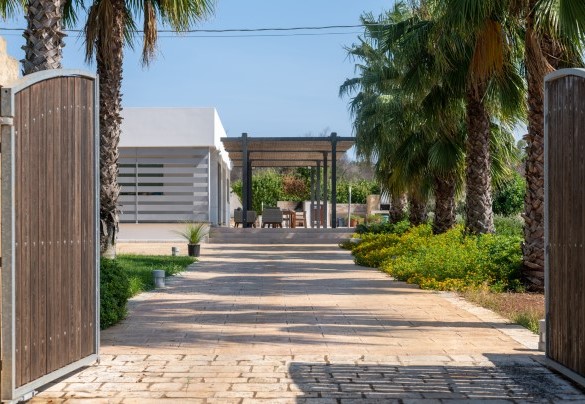 La leggera brezza estiva regala un piacevole fruscio attraverso le palme del viale di ingresso - Villa I Chiani