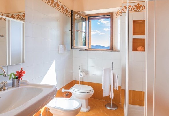 Bagno con doccia n.1 en suite alla camera n.1 – Villa Il Foramasso