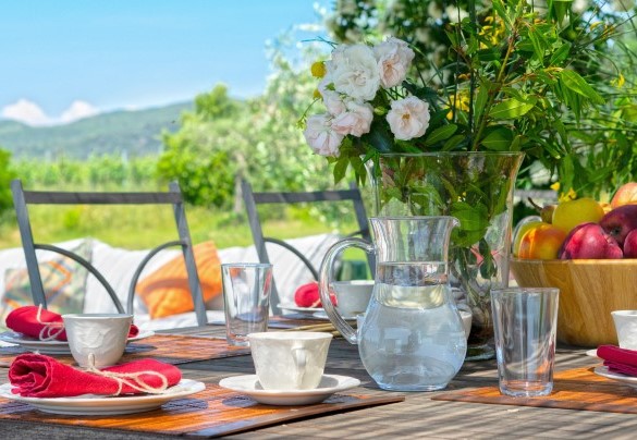 Gazebo equipped with table chairs and sofa - Villa Il Meluccio