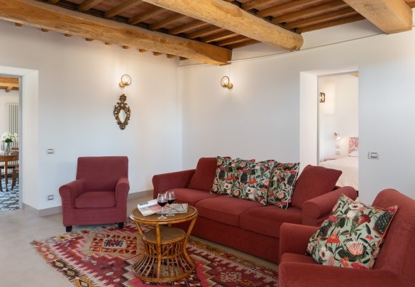 La zona living nella suite al piano terra – Villa Il Pozzo