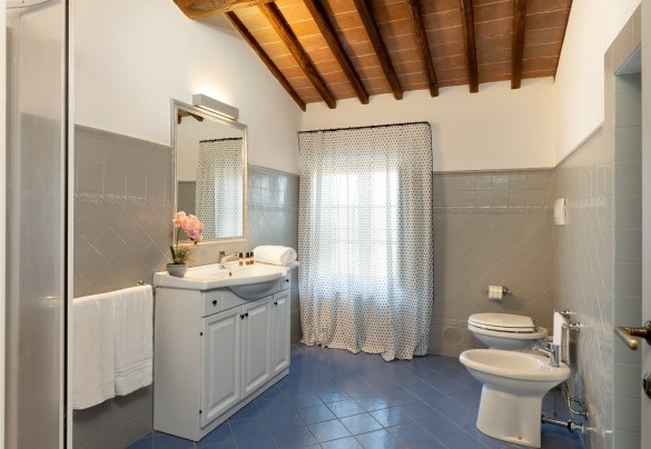 Bathroom with shower no. 9 (unit 6, first floor) - Villa Le Beringhe