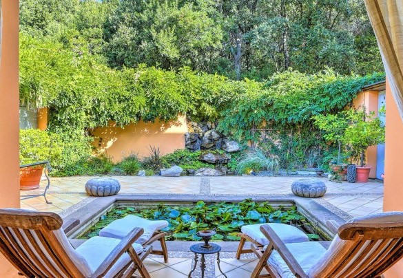 External pond with water lilies and goldfish - Villa le Cave