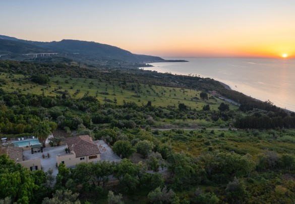 Aerial view of the property at sunset – Villa Le Sorbe