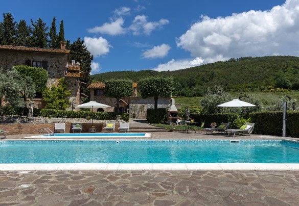 The pool area is located a few metres from the main house – Villa Loredana