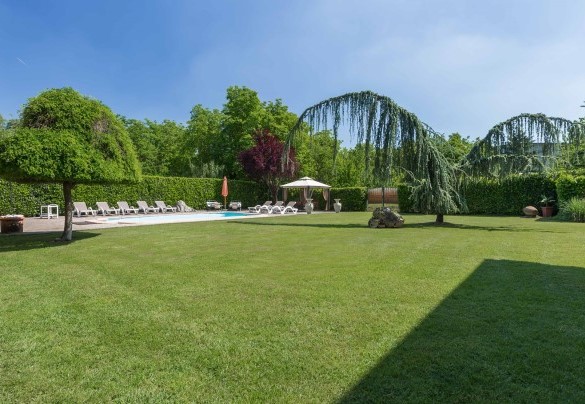 The well-kept English lawn of the garden - Villa Miki