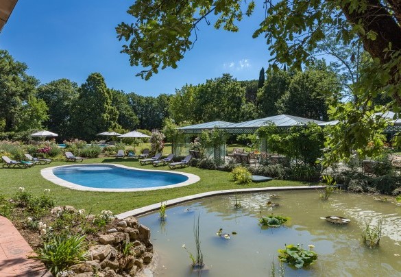 Estese superfici di prato, querce ombreggianti, vasi di ortensie e più di 1000 rose messe a dimora tutt’intorno – Villa Mimmina