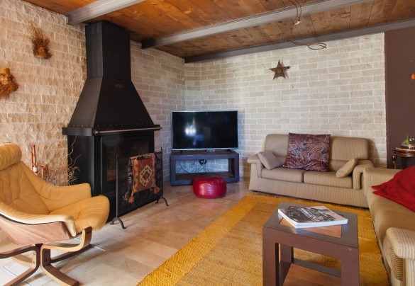 Il salotto con caminetto e TV - Villa Night and Day