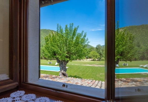 Vista sul prato e sulla piscina - Villa Poderina