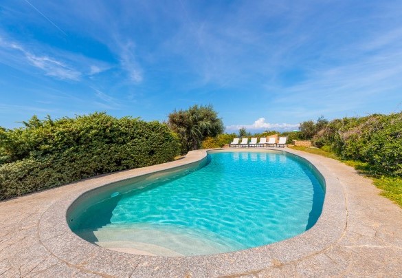 La piscina dalla forma ovale con profondità progressiva fino a 2 metri - Villa Portobello