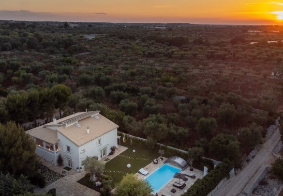 Veduta aerea della villa e del parco – Villa Rudy