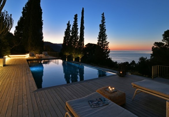 The pool area by night – Villa Armonia