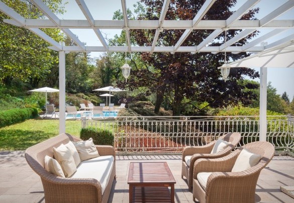 From the upper-floor terrace there is convenient access to the pool area  - Villa Sorte