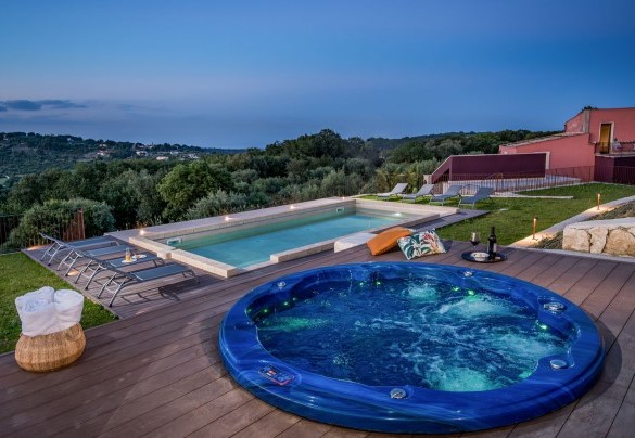 The pools at night - Villa Sumac