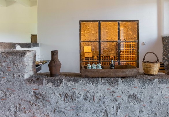 The wine cellar in the “Vecchio Palmento” on the lower floor of the main house – Villa Terre Normanne
