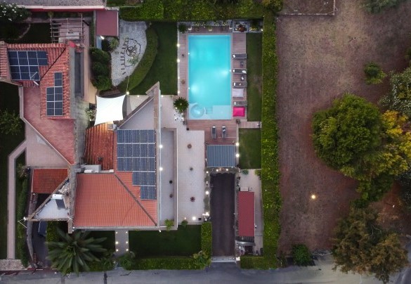 Bird’s eye view of the property in the evening lights – Villa Tiberio