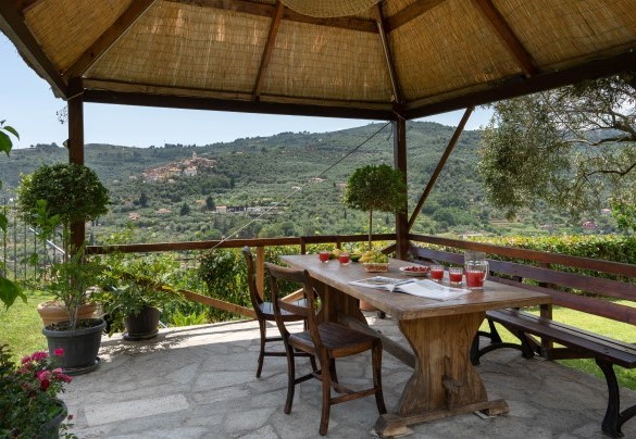 Adjacent to the large infinity pool is a lovely gazebo equipped with table and chairs - Villa Vittorio