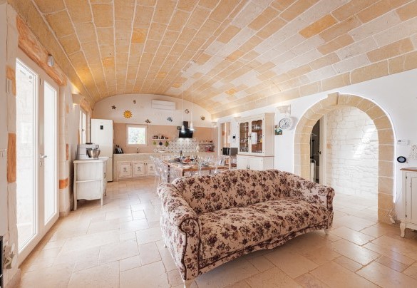 The living room with the kitchen - White Stone House
